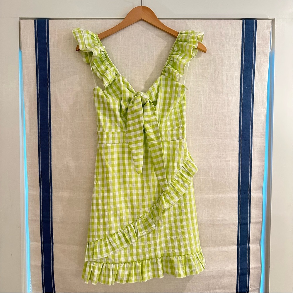 MABLE Green Gingham Mini Dress